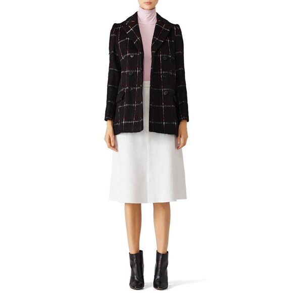 The Kooples‎ Peacoat Black Windowpane Wool Twill Long Sleeve Peacoat Size 2 - Picture 1 of 7
